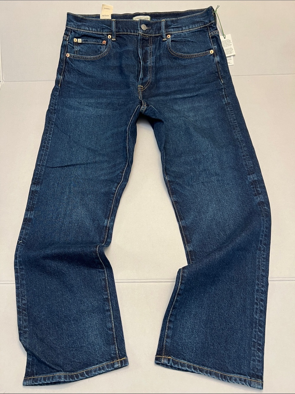AE 77 AMERICAN EAGLE PREMIUM STRAIGHT CROP BUTTON FLY DENIM JEANS SIZE 14
